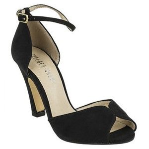 Brand new velvet peep toe ankle  heels